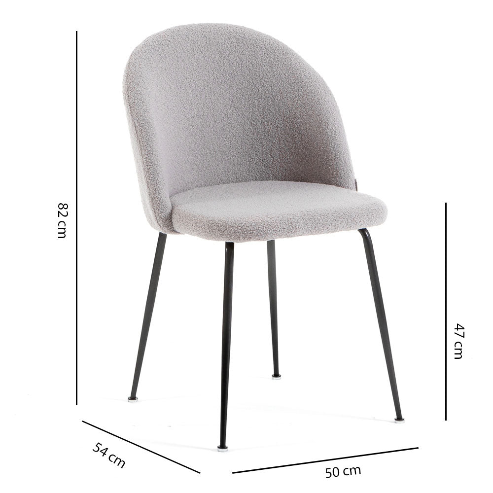 Sara – sedia in tessuto teddy con gambe in metallo