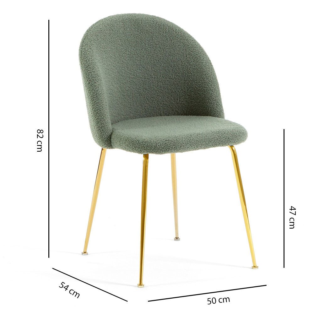 Sara – sedia in tessuto teddy con gambe in metallo