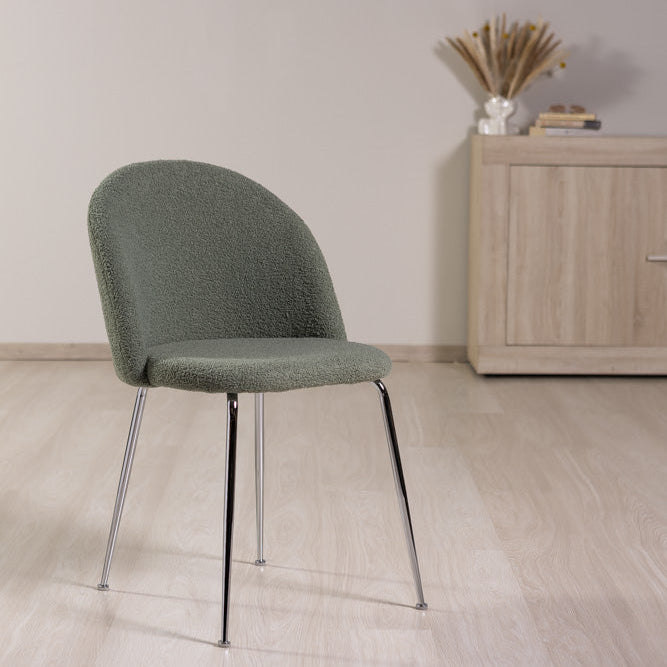 Sara – sedia in tessuto teddy con gambe in metallo