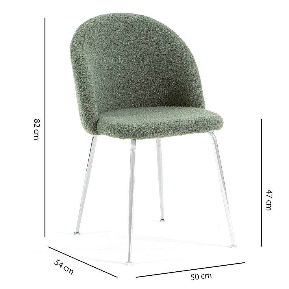 Sara – sedia in tessuto teddy con gambe in metallo