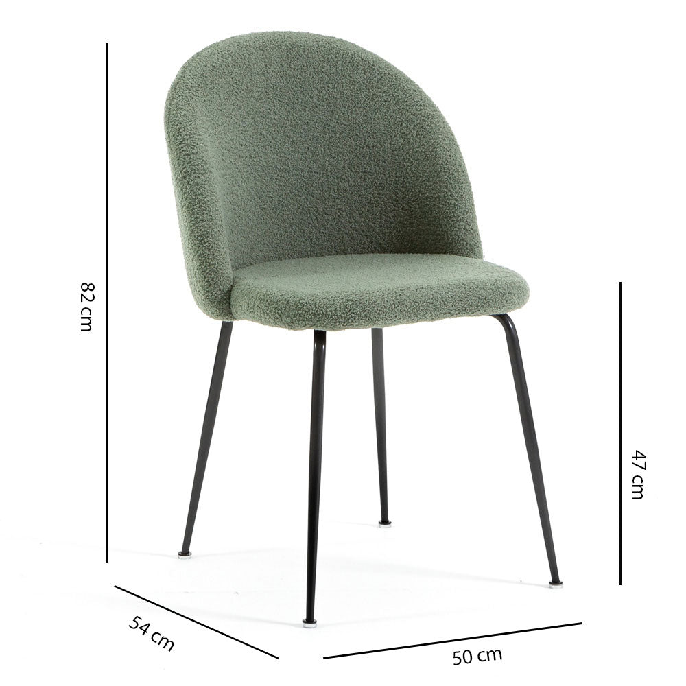 Sara – sedia in tessuto teddy con gambe in metallo