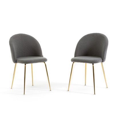 Sara – sedia in tessuto teddy con gambe in metallo, colore grigio scuro, gambe oro