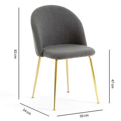Sara – sedia in tessuto teddy con gambe in metallo