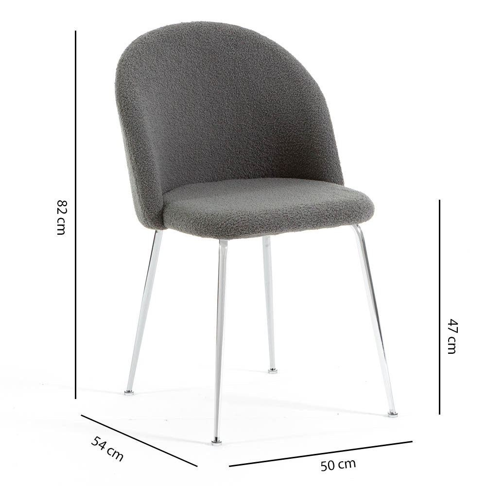 Sara – sedia in tessuto teddy con gambe in metallo