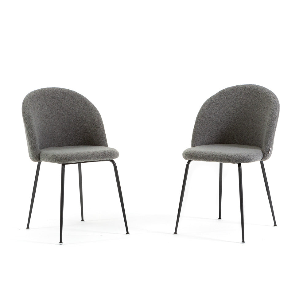 Sara – sedia in tessuto teddy con gambe in metallo, colore grigio scuro, gambe grigio scuro