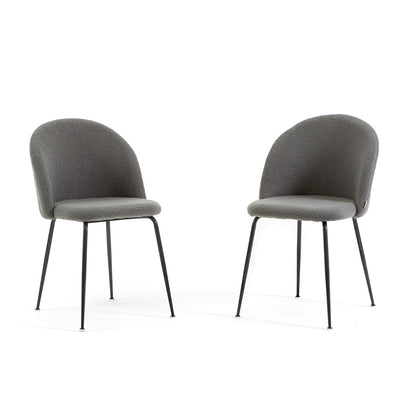 Sara – sedia in tessuto teddy con gambe in metallo, colore grigio scuro, gambe grigio scuro