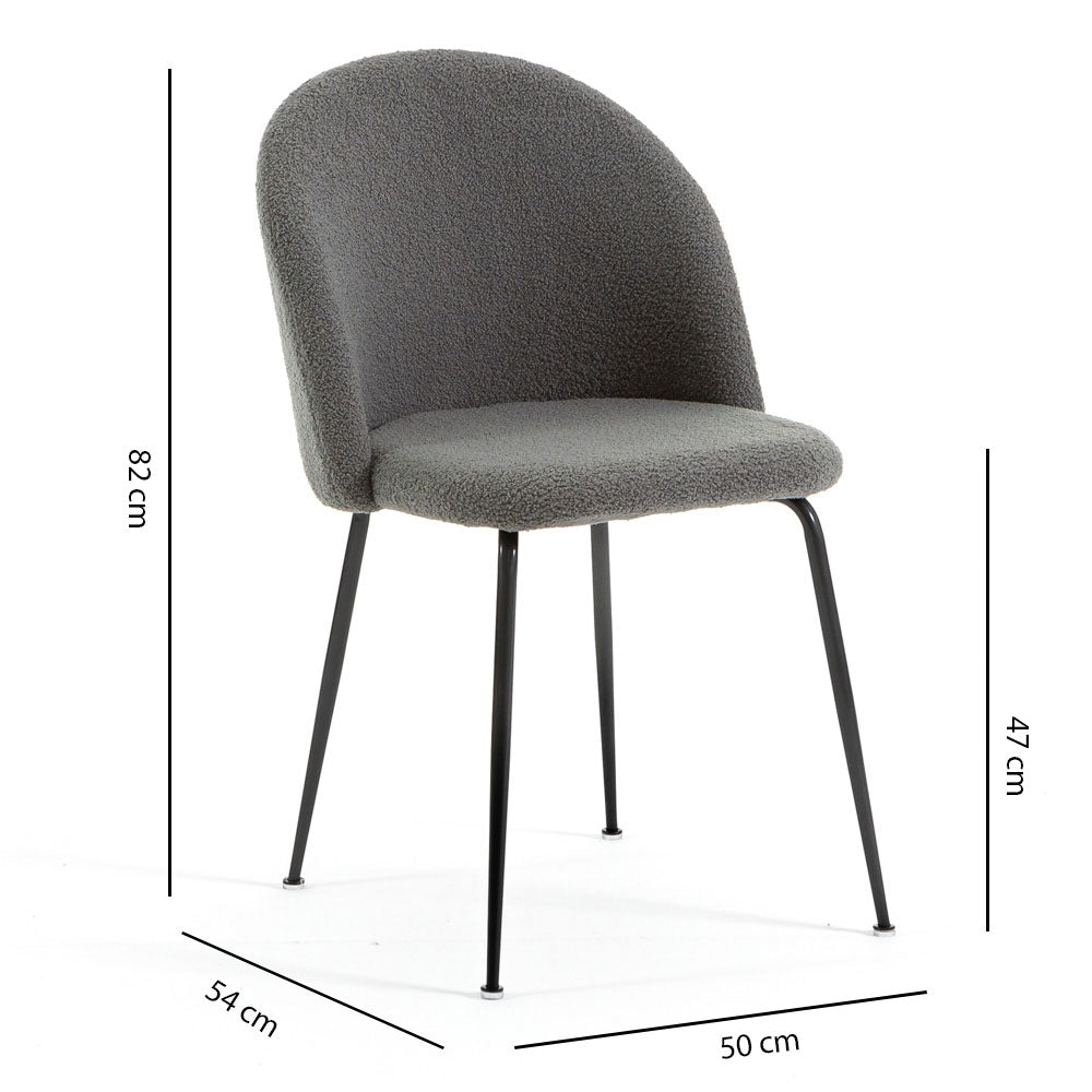 Sara – sedia in tessuto teddy con gambe in metallo