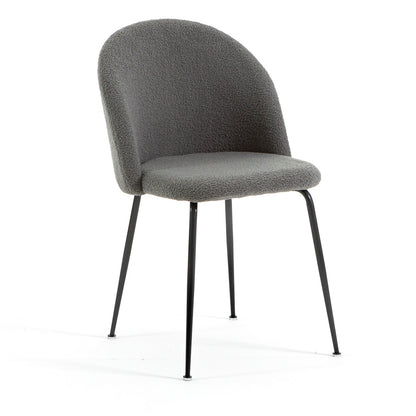 Sara – sedia in tessuto teddy con gambe in metallo, colore grigio scuro, gambe grigio scuro