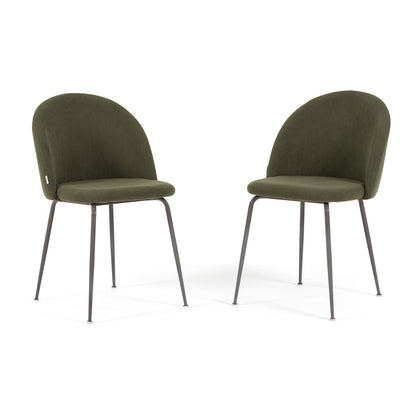 Sara – sedia in velluto a costine con gambe in metallo, colore verde bosco, gambe tortora