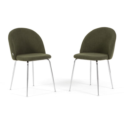 Sara – sedia in velluto a costine con gambe in metallo, colore verde bosco, gambe argento