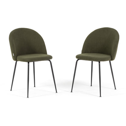 Sara – sedia in velluto a costine con gambe in metallo, colore verde bosco, gambe grigio scuro