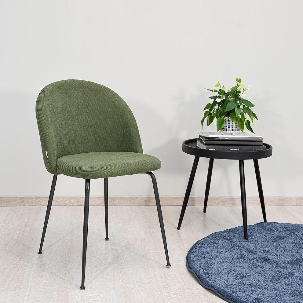 Sara – sedia in velluto a costine con gambe in metallo
