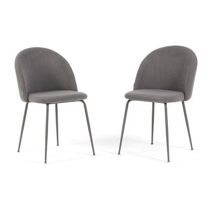 Sara – sedia in velluto a costine con gambe in metallo, colore grigio medio, gambe tortora