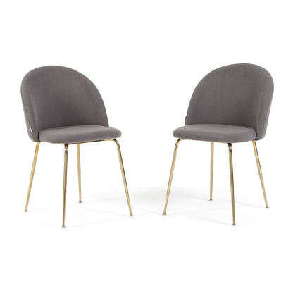 Sara – sedia in velluto a costine con gambe in metallo, colore grigio medio, gambe oro