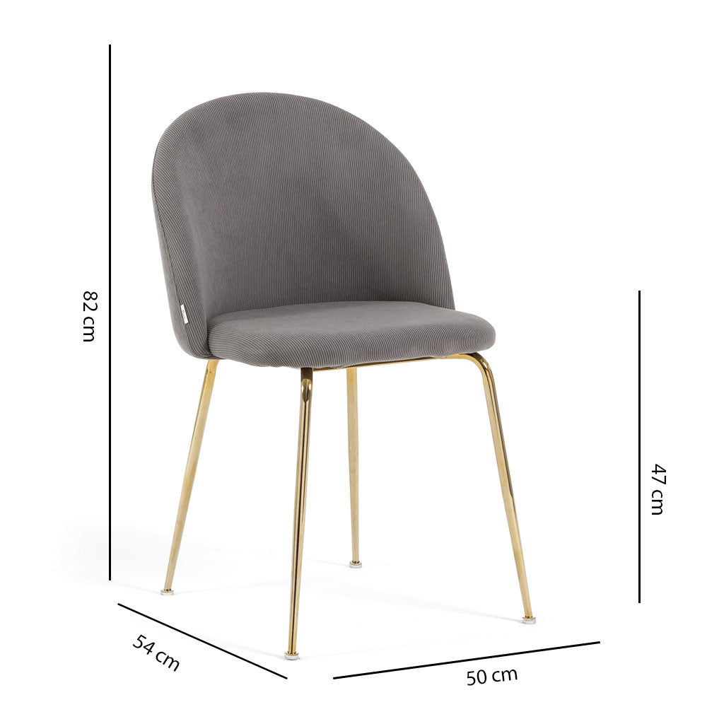Sara – sedia in velluto a costine con gambe in metallo