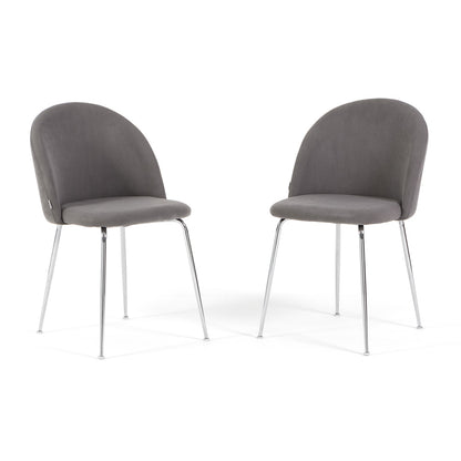 Sara – sedia in velluto a costine con gambe in metallo, colore grigio medio, gambe argento