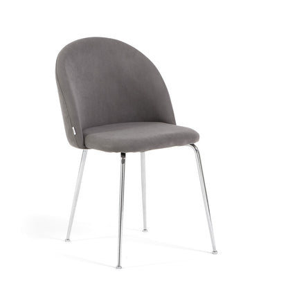 Sara – sedia in velluto a costine con gambe in metallo, colore grigio medio, gambe argento