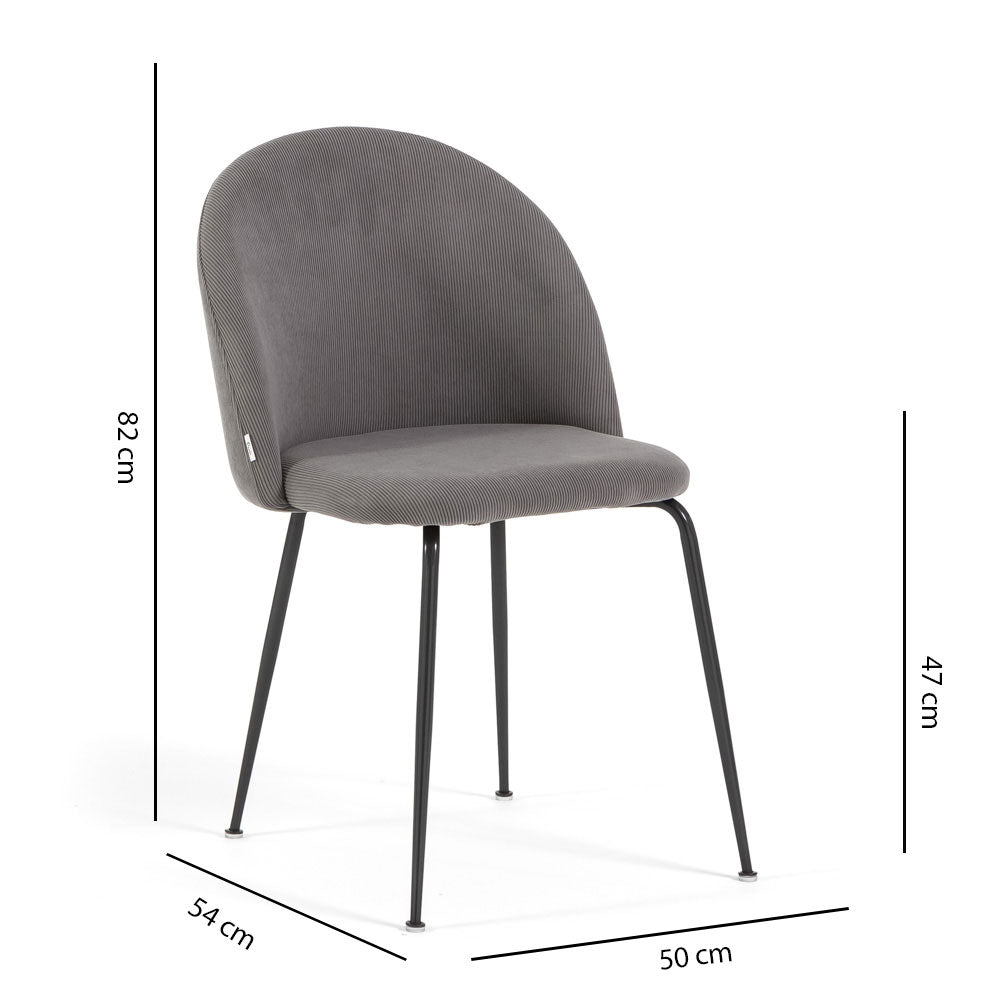 Sara – sedia in velluto a costine con gambe in metallo