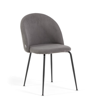 Sara – sedia in velluto a costine con gambe in metallo, colore grigio medio, gambe grigio scuro