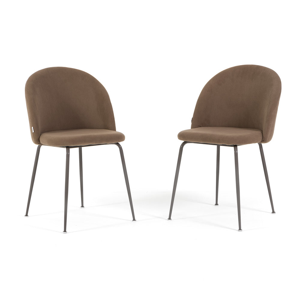 Sara – sedia in velluto a costine con gambe in metallo, colore nocciola, gambe tortora