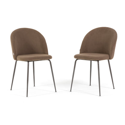Sara – sedia in velluto a costine con gambe in metallo, colore nocciola, gambe tortora