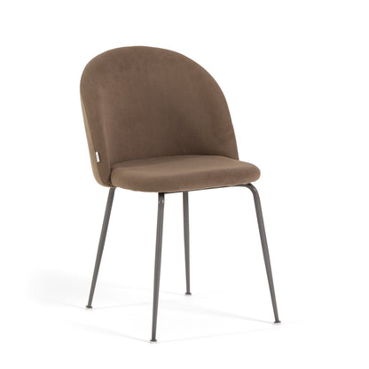 Sara – sedia in velluto a costine con gambe in metallo, colore nocciola, gambe tortora