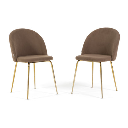 Sara – sedia in velluto a costine con gambe in metallo, colore nocciola, gambe oro