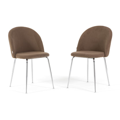 Sara – sedia in velluto a costine con gambe in metallo, colore nocciola, gambe argento
