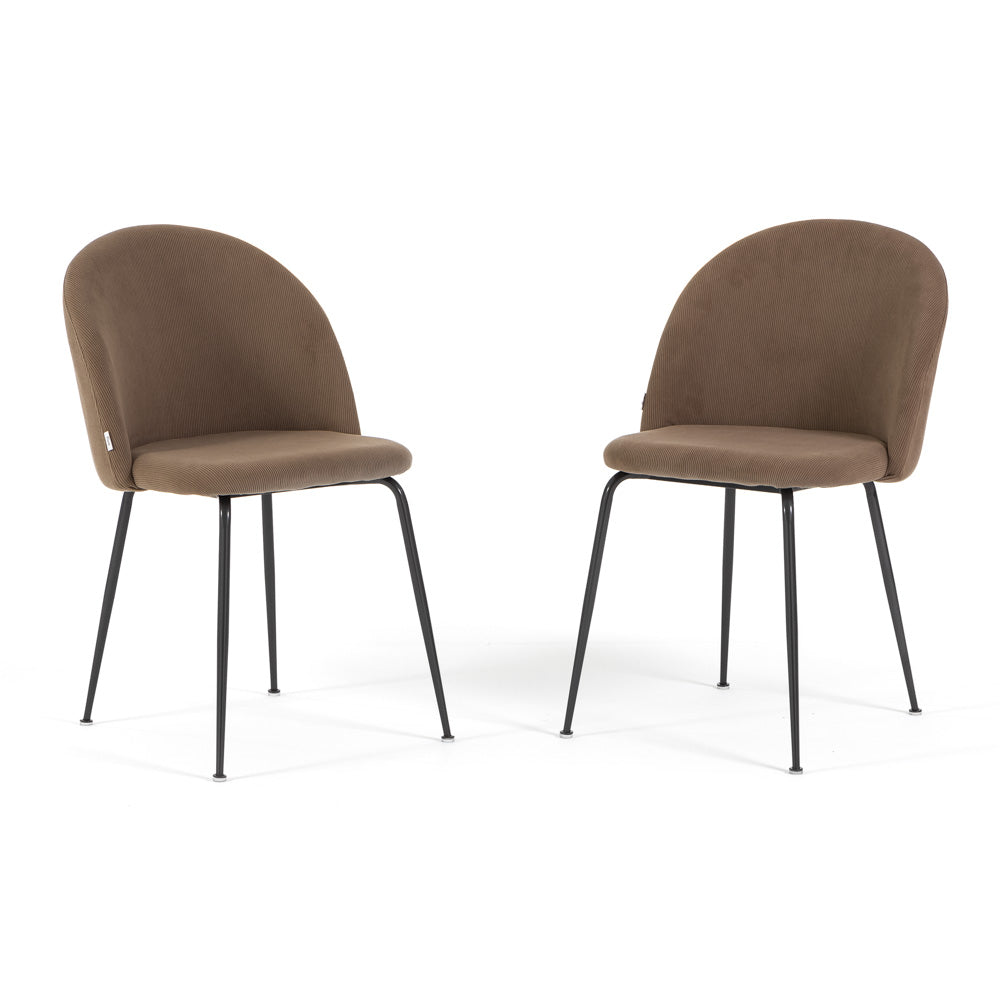 Sara – sedia in velluto a costine con gambe in metallo, colore nocciola, gambe grigio scuro