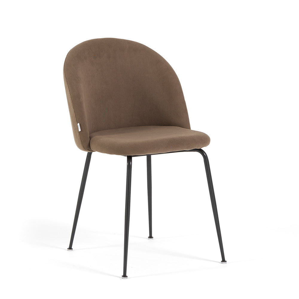 Sara – sedia in velluto a costine con gambe in metallo, colore nocciola, gambe grigio scuro