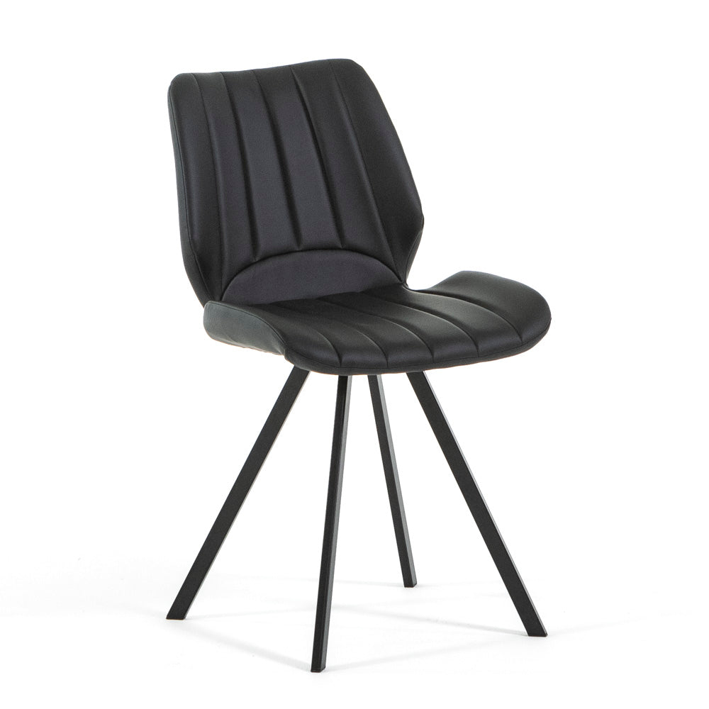 Luana – sedia in ecopelle con cuciture verticali e gambe in metallo