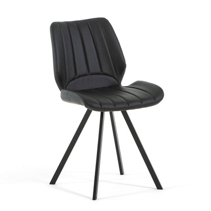 Luana – sedia in ecopelle con cuciture verticali e gambe in metallo