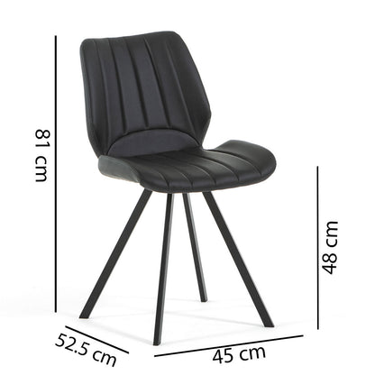 Luana – sedia in ecopelle con cuciture verticali e gambe in metallo
