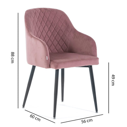 Tessa – Poltroncina avvolgente in velluto con gambe in metallo