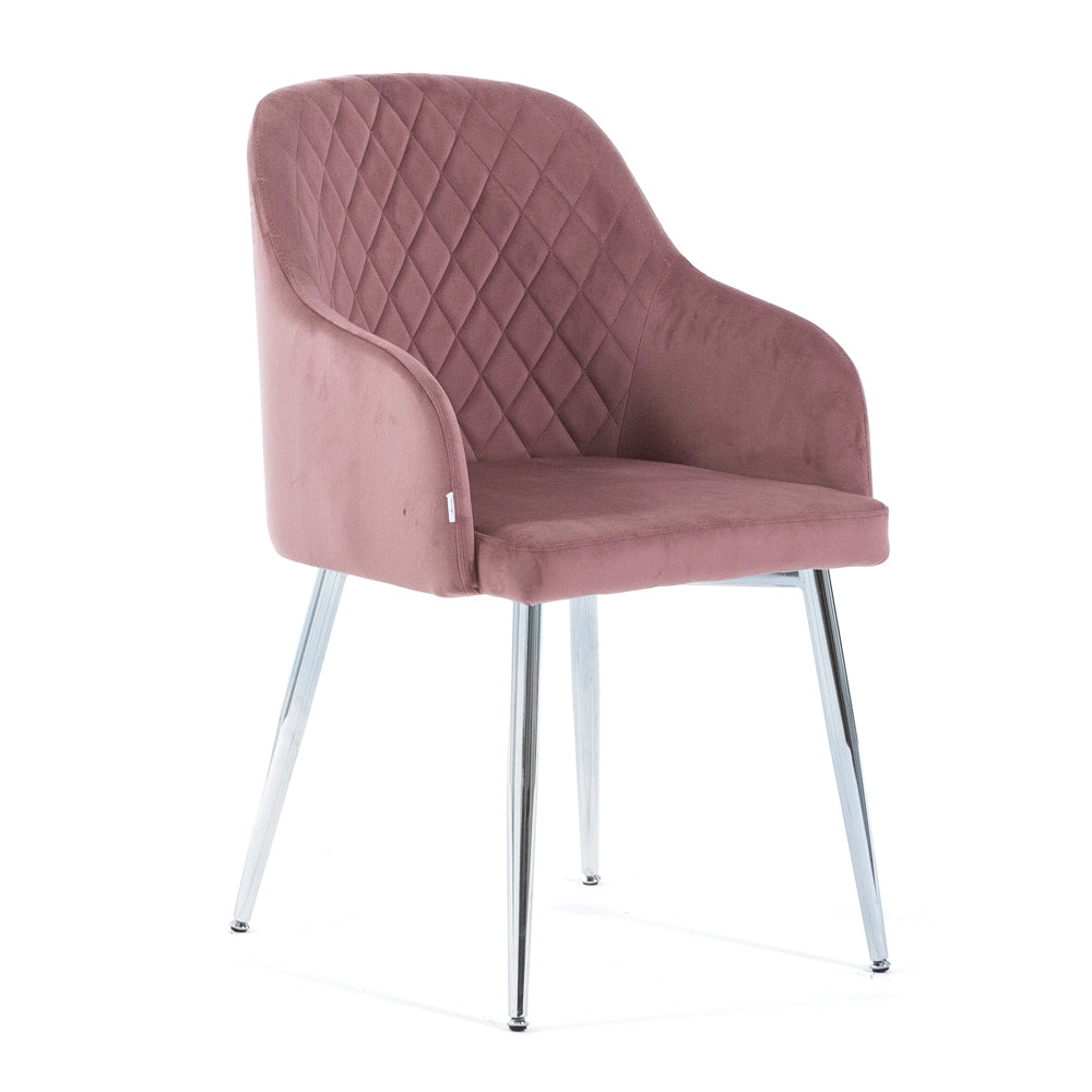 Tessa – Poltroncina avvolgente in velluto con gambe in metallo