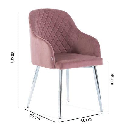 Tessa – Poltroncina avvolgente in velluto con gambe in metallo