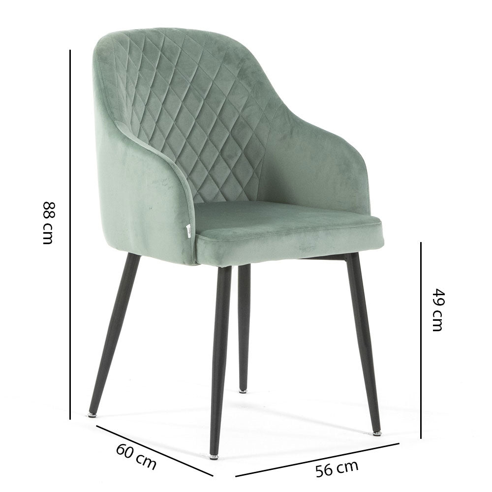 Tessa – Poltroncina avvolgente in velluto con gambe in metallo
