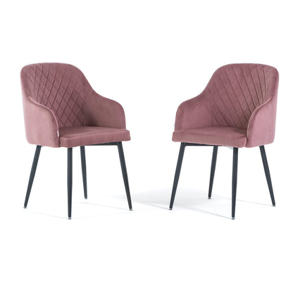 Tessa – Poltroncina avvolgente in velluto con gambe in metallo, colore rosa blush, gambe grigio scuro
