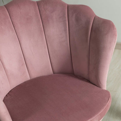 Shelly – Poltroncina design petali in velluto con gambe in metallo