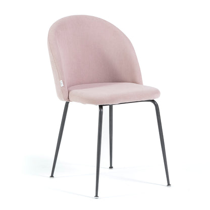 Sara – sedia in velluto a costine con gambe in metallo, colore rosa chiaro, gambe grigio scuro
