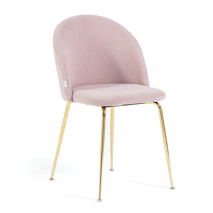 Sara – sedia in velluto a costine con gambe in metallo, colore rosa chiaro, gambe oro