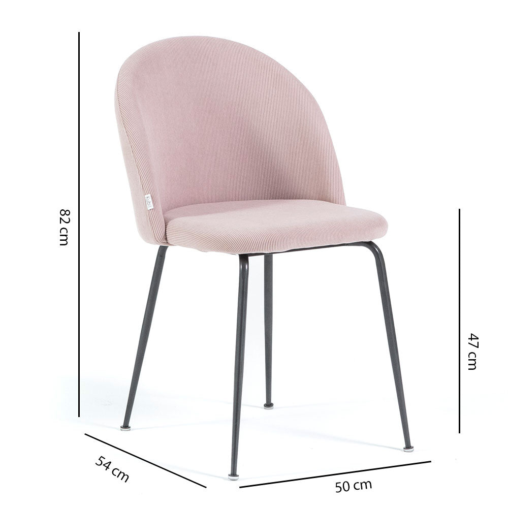 Sara – sedia in velluto a costine con gambe in metallo