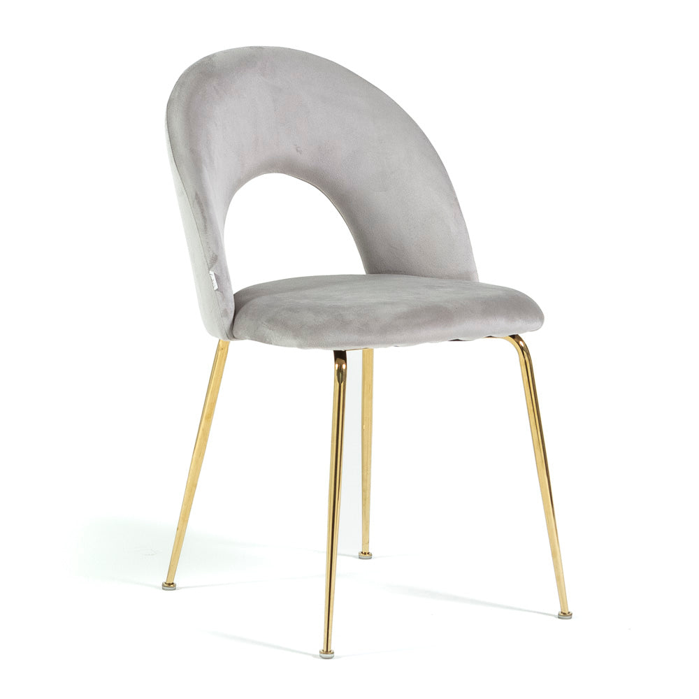 Margot – sedia in velluto con schienale curvo e gambe in metallo