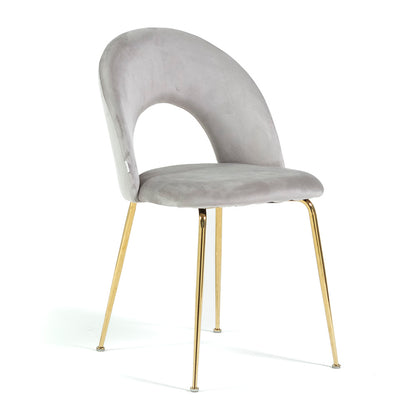 Margot – sedia in velluto con schienale curvo e gambe in metallo