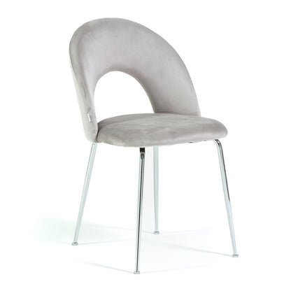 Margot – sedia in velluto con schienale curvo e gambe in metallo