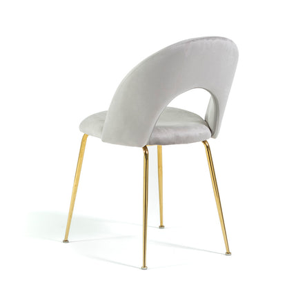 Margot – sedia in velluto con schienale curvo e gambe in metallo