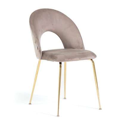 Margot – sedia in velluto con schienale curvo e gambe in metallo