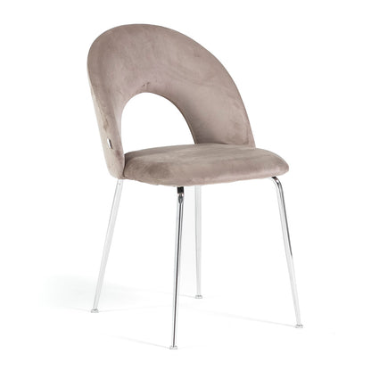 Margot – sedia in velluto con schienale curvo e gambe in metallo
