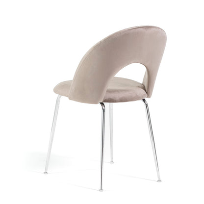 Margot – sedia in velluto con schienale curvo e gambe in metallo