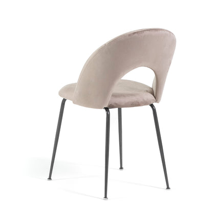 Margot – sedia in velluto con schienale curvo e gambe in metallo
